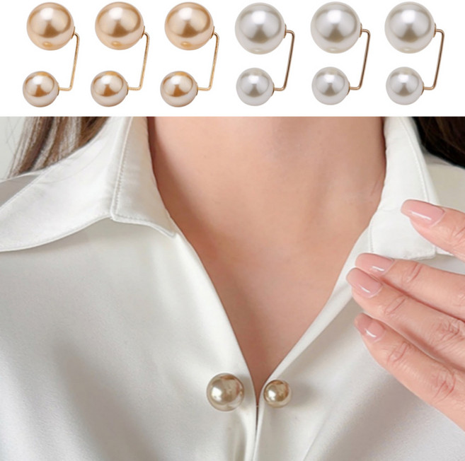 하임몰 허리 소매 줄임 옷핀, 6개, 화이트+샴페인