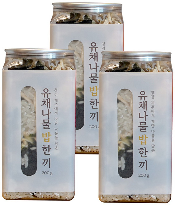 제주산 유채의 풍미와 영양 가득 식이섬유 풍부한 즉석밥 캠핑 여행용 밥한끼 잇더밀 유채나물 밥 한끼 (2인기준), 3개, 200g