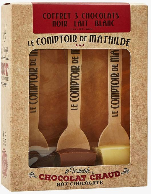 프랑스 카운터 드 마틸드 Le Comptoir de Mathilde 다크 밀크 화이트 초콜릿 리얼 핫 초콜릿 스푼 90g, 2개