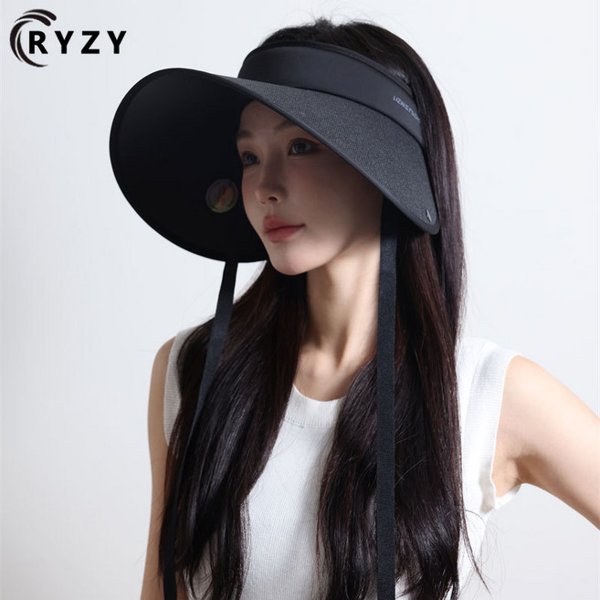 RYZY 草編防曬空頂帽 護頸防曬帽 可拆卸披肩 透氣防紫外線