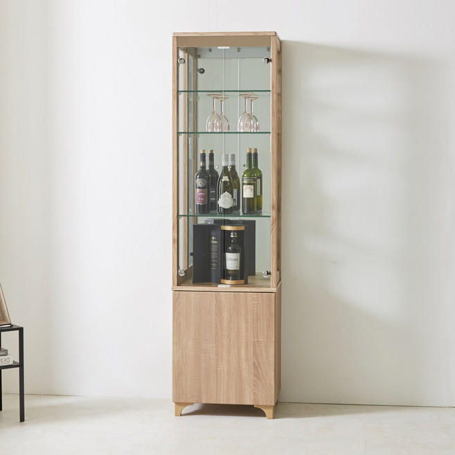프리미엄 콤비 500 5단 유리 장식장 거실 피규어 진열장 양주장 수납겸용, 프리미엄 콤비 500-5단 장식장[브라운]