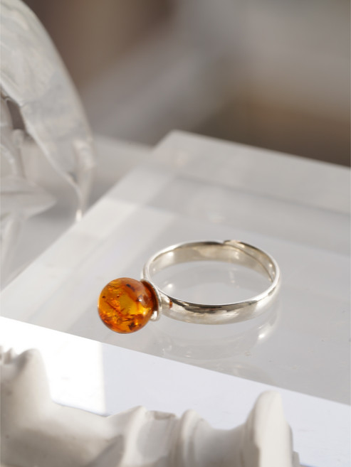 [A63][Amber 호박] 폴란드 트레디셔널 컷팅 금파 925 실버 925 반지