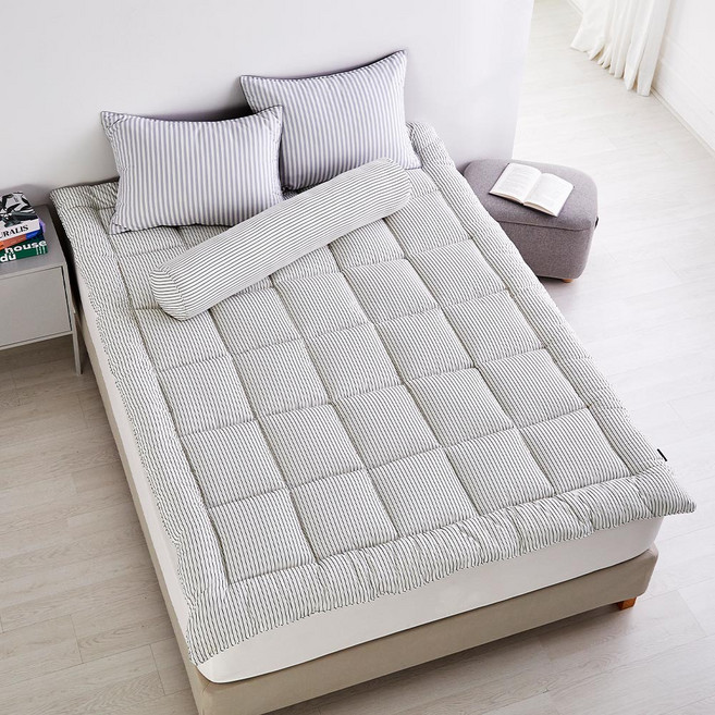 모던하우스 푹신한 소프트워싱 SS 토퍼 아이보리-CV2225040, 아이보리스트라이프