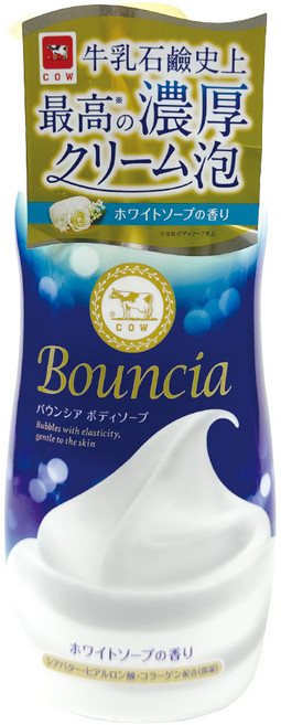 COW Bouncia 濃密奶油泡沐浴乳 白皂香, 1個, 480ml
