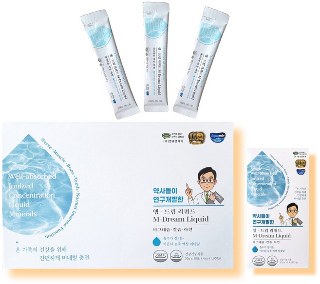 엠드림 리퀴드 액상미네랄 마그네슘 아연 유소아부터 성인까지 미네랄 건강식품(30gx60포)1박스, 60개, 1정