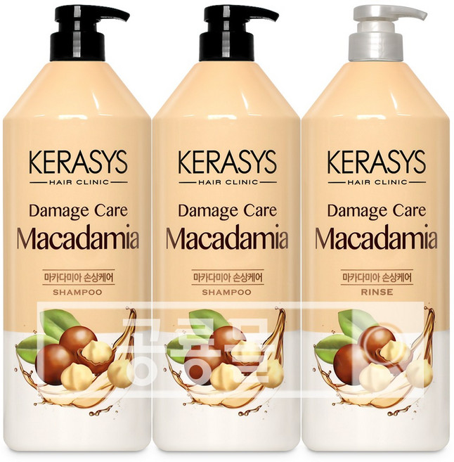 케라시스 마카다미아 손상케어 1000ml (샴푸 2개+린스 1개), 3개, 1L