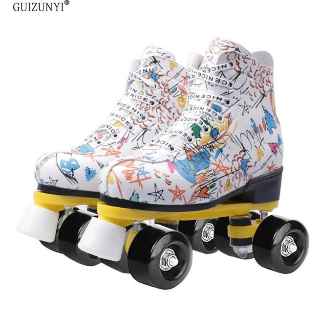 용 성인용 롤러스케이트 발광 롤라 파스텔, 240(38), 화이트그래피티+블랙휠, 1개