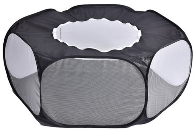 까마느 접이식 작은 애완 동물 울타리 작은 동물 텐트 토끼 다람쥐 고슴도치 기니피그 햄스터, 1개, 블랙