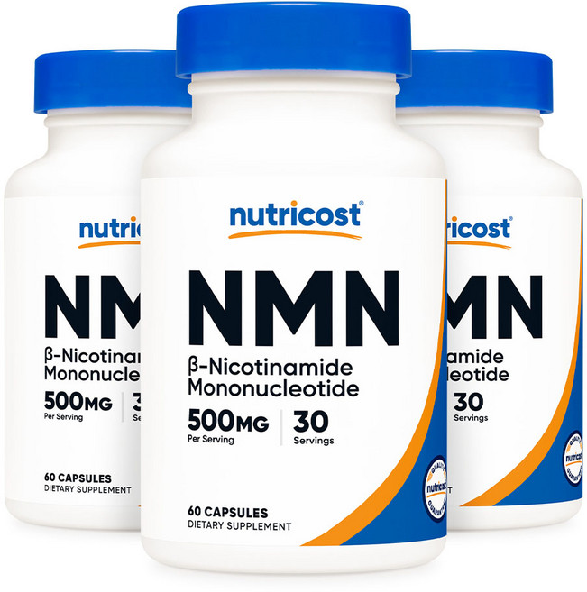뉴트리코스트 노화방지 NMN 500mg 60캡슐 2서빙 1병, 3개, 60정