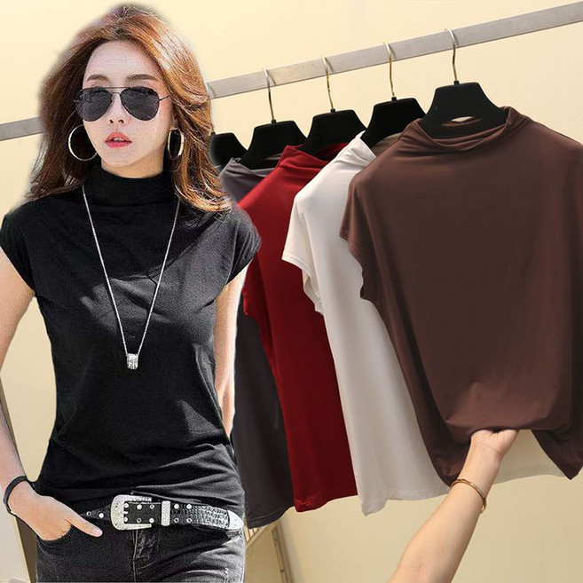 민소매 이너티 아이스 모달 반팔 티셔츠 반폴라 여름티셔츠 여성티셔츠 빅사이즈