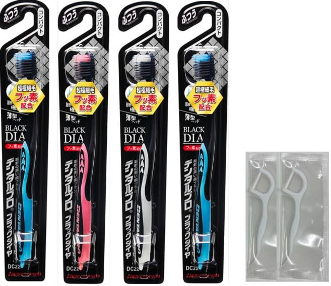 [Amazon.co.jp 한정] 덴탈 프로 다이어 초극세모 칫솔 컴팩트 M×4개+후로스픽