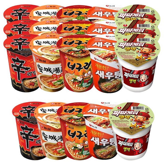 농심 5종소컵 기획세트 (신라면4입+안성탕면4입+너구리4입+새우탕4입+짜장범벅4입), 1박스