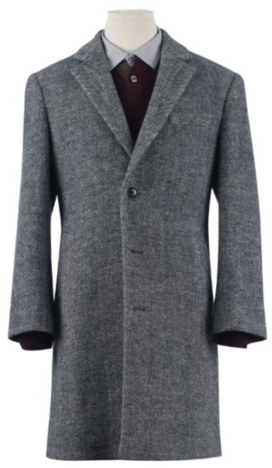 울 캐시미어 혼방 쓰리버튼 헤링본 그레이 롱코트 BLC415543