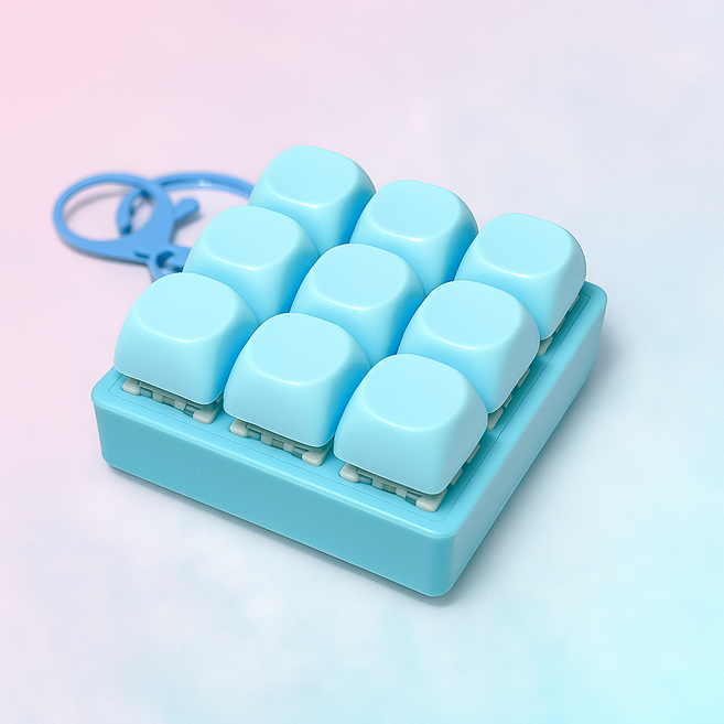 펫더월드 키보드 키링 mbti 커스텀 소프트 청축 파스텔 키캡, 블루, 1