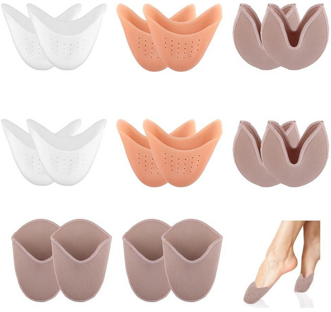 Penitue 발레 포인트 토 커버 8쌍 스폰지 및 젤 포인트 슈즈 토 패드 통기성 세탁 가능한 앞발 쿠션 하이힐 발레 댄스용, Penitue 발레 포인트 토 커버 8쌍, 스폰지 및