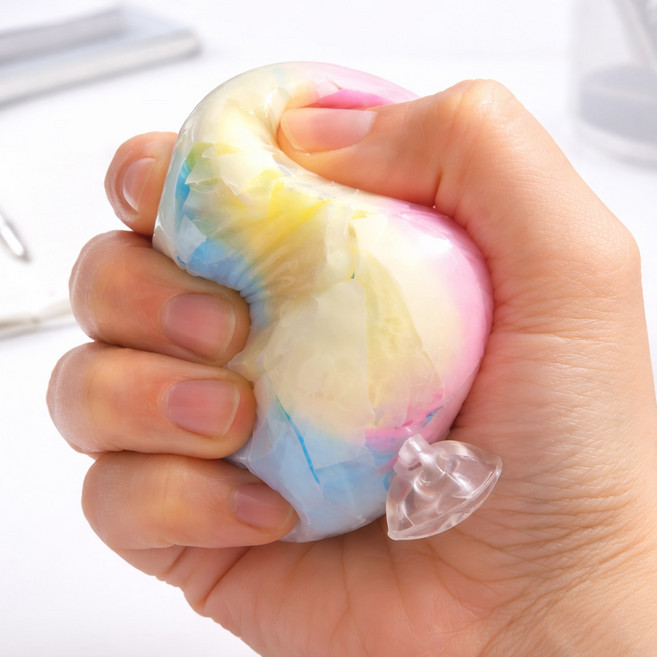 1+1 솜사탕 왁뿌볼 말랑이 왁스볼 말랑이 뿌수기 슬라임 스퀴시 주물럭 스트레스볼 해소 촉감놀이 쓸데없는 쓸모없는 웃긴선물, (1+1) (솜사탕색), 1개