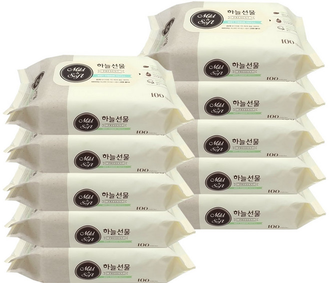 (에스피유통) 하늘선물 다용도 물티슈 리필 100매 X10팩, 285g, 100개입, 10세트
