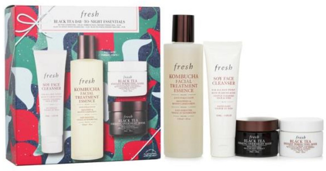 블랙 티 세트 : 소이 페이스 r+kombucha f.t. essence+instant 퍼펙팅 mask+firming 오버나이트 마스크 4pcs, 1개