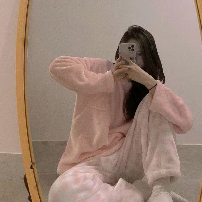 珊瑚絨睡袍女冬季網紅甜美長袖連帽新款加厚可外穿長款睡裙家居服