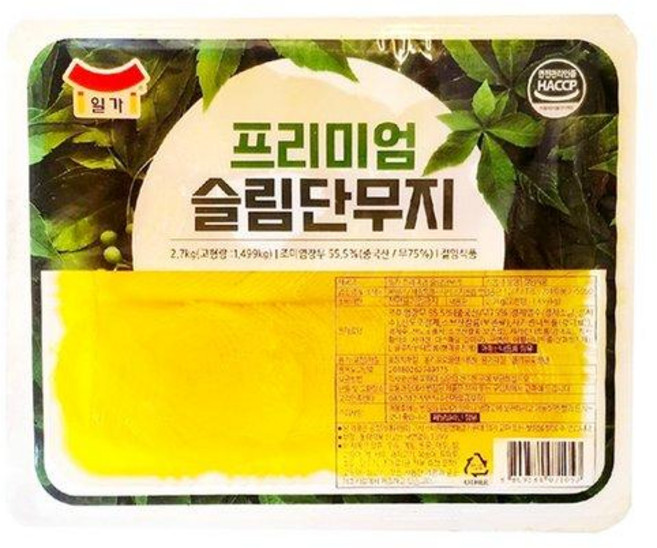 삼둥이수산 일가 프리미엄 슬림단무지 2.7kg 업소용 대용량, 1