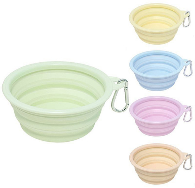 치프몰 접이식 반려동물 물 사료 그릇, 1세트, 1000ml 5색