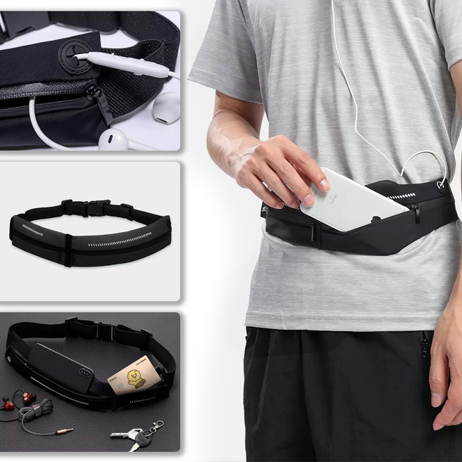 고탄력 힙색 러닝벨트, 블랙, 1개, 블랙