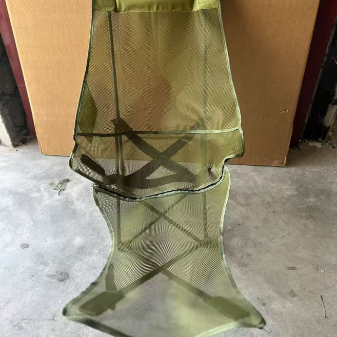 可調節網紗透氣躺椅 折疊午休椅 戶外高靠背月亮椅, 1個, 升級4檔透氣網紗加長躺椅【綠色】可拆卸腿托