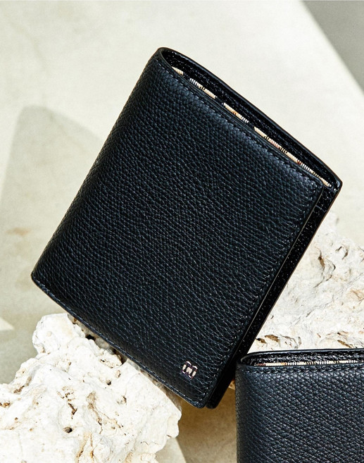 [백화점 정품] 닥스 ACC [선물포장] 블랙 유럽 수입 가죽 내부 체크 라인 포인트 중지갑 DBWA4E852