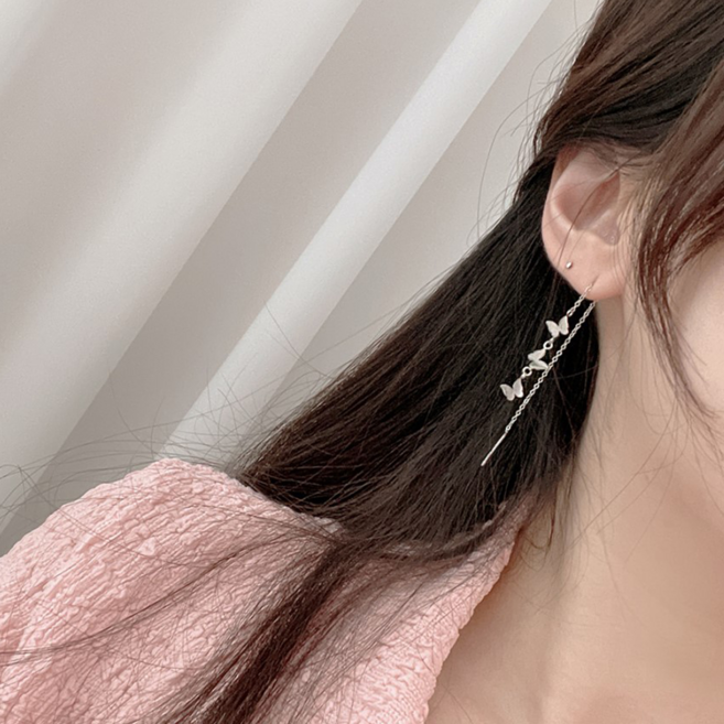 Fairy wing 써지컬스틸 체인 나비 롱귀걸이 (2color)