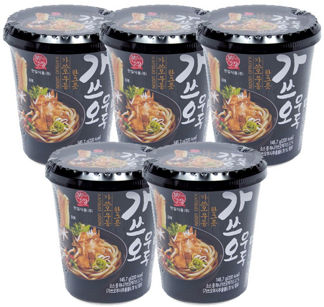 본고장 수타식 생면 간편식 가쓰오우동 소컵 1, 145.7g, 5개