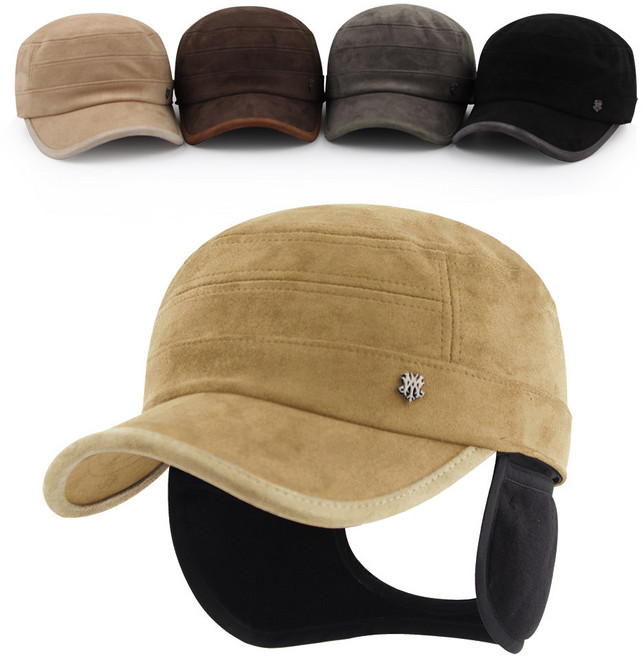 MQUM 빅사이즈 방한모자 남성 방한귀마개 스웨이드 군모