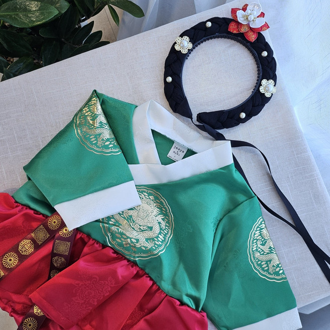 에이나인 진주 한복 가채 꽃 헤어 밴드 국내제작