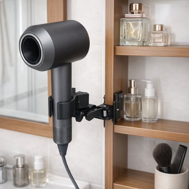 드라이기 거치대 다이슨 거치대 간편 드라이기 거치대 애완용 드라이기 거치대 선반 드라이기 거치대, 검정, 1개