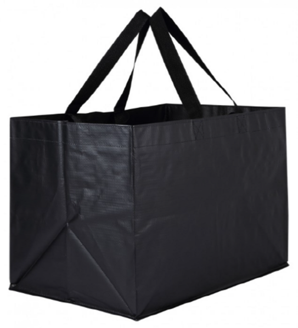 겟겟 밑판있는 접이식 대형 타포린 장바구니, 고급 특대형 타포린 백, 블랙