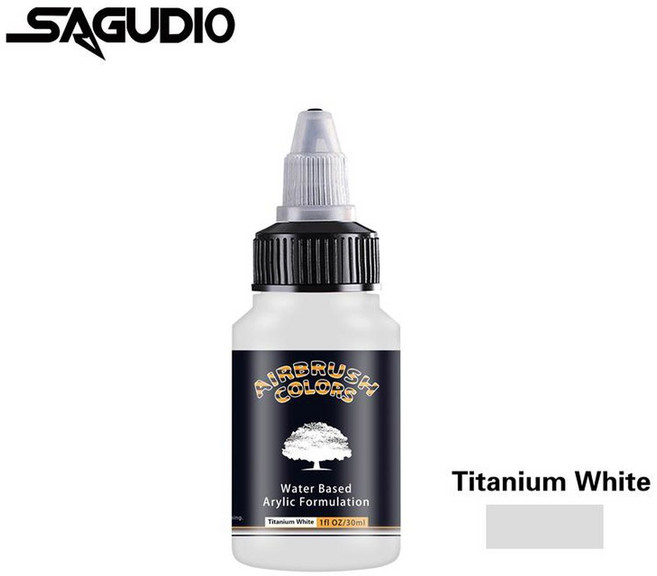 에어브러시 아크릴 페인트 자동차 및 벽 장식 모델 컬러링 DIY 24 색 방수 안료 1/3/5*30ml/병, Titanium White, 30ml, 1개