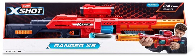 ZURU XSHOT RANGER X8 飛鏢槍, 紅色, 1個