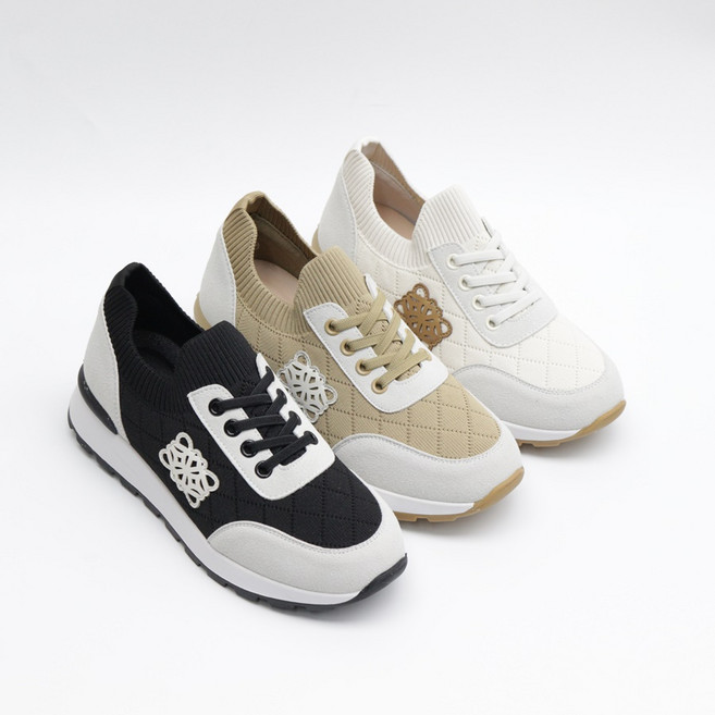 신발통 여성용 발편한 고무끈 키높이 니트 스판 슬립온 스니커즈 단화 운동화