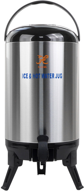 키친왕 보온보냉 물통 워터저그, 블랙+실버, 10L, 1개