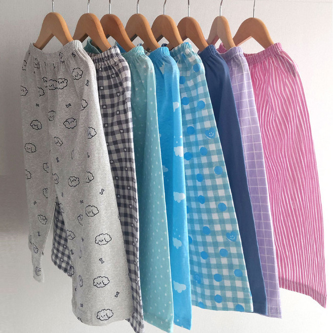 국내 생산 2p 순면 9부 파자마 바지 아동용 성인용 여아 남아 여성 남성 커플바지 홈웨어 빅사이즈