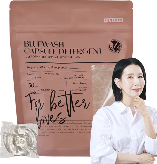 블루워시 비건 임산부 신생아 유아 초고농축 세탁 캡슐 세제 스위트 플로럴향, 1개, 30개입
