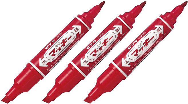 제브라 하이 맥키 유성 매직 트윈 타입, 레드, 3개