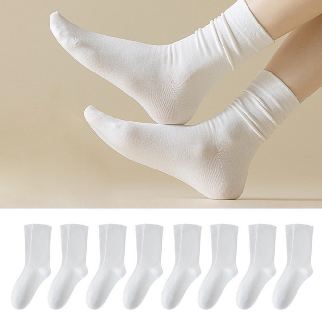 8개1세트 뷰티 여성용 조이지 않고 편안한 무압박 중목 양말