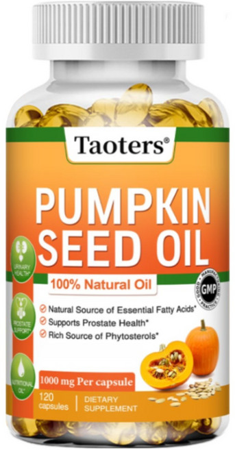 호박씨 오일 캡슐 1000mg - 냉압착 천연 호박씨 오일 - 필수지방산 함유 - 120정 소프트 캡슐, 3개, 120회분