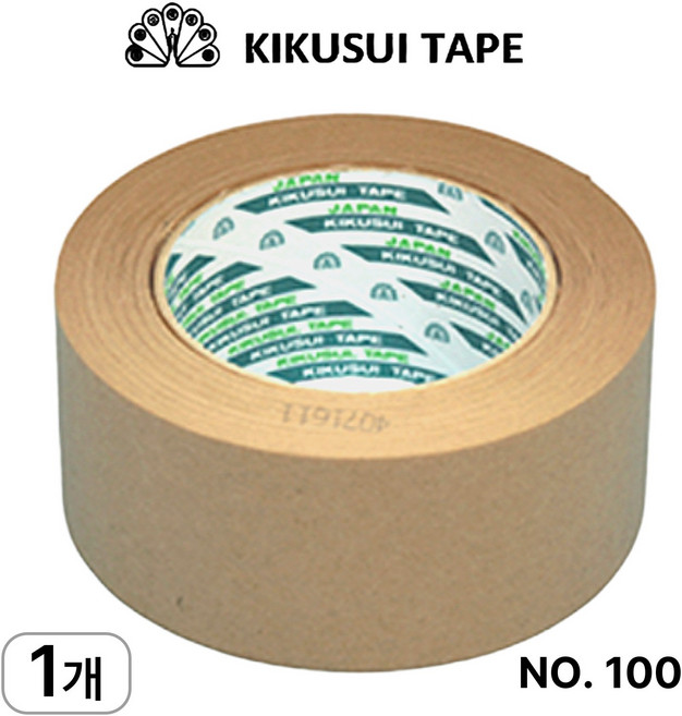 키쿠스이(일본산) 원조 프리미엄 크라프트 친환경 종이 테이프 50mm X 50m No.100, 1개