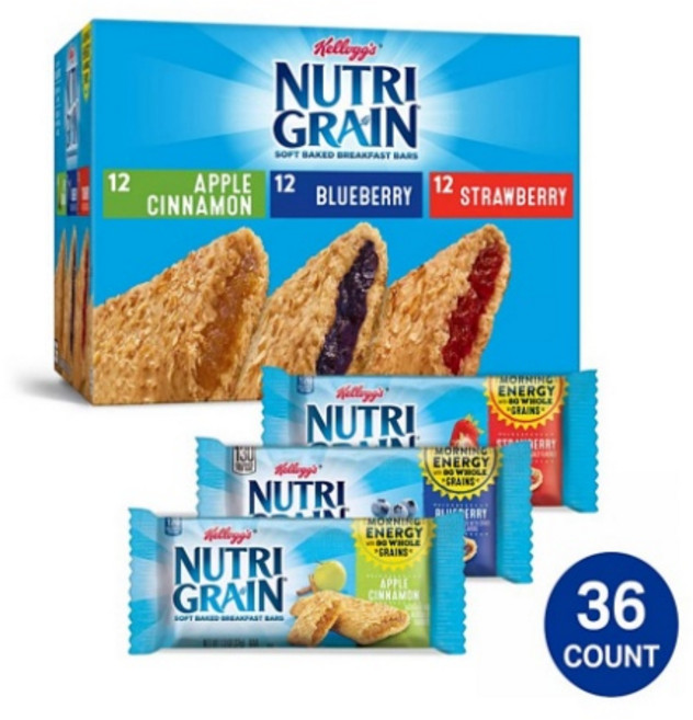 켈로그 뉴트리 그레인 시리얼 바 36 카운트, 36개, 37g