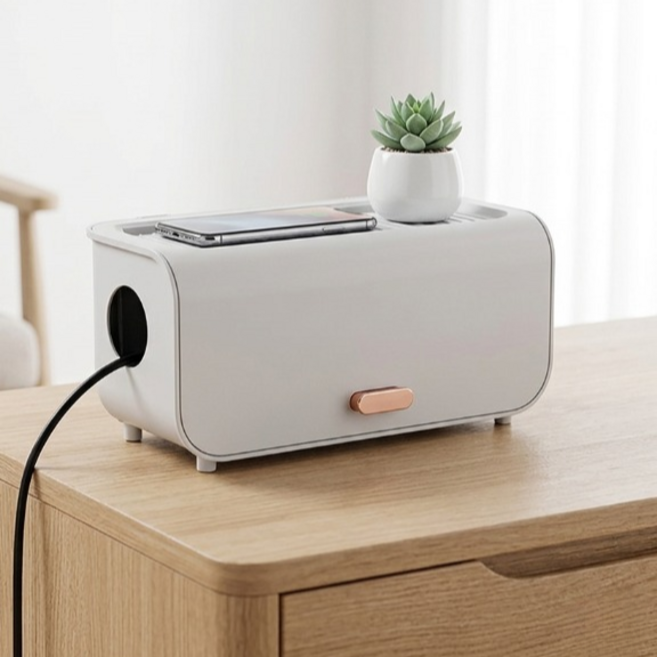 오팬 6구 멀티탭 정리함 대형, 화이트, 1개