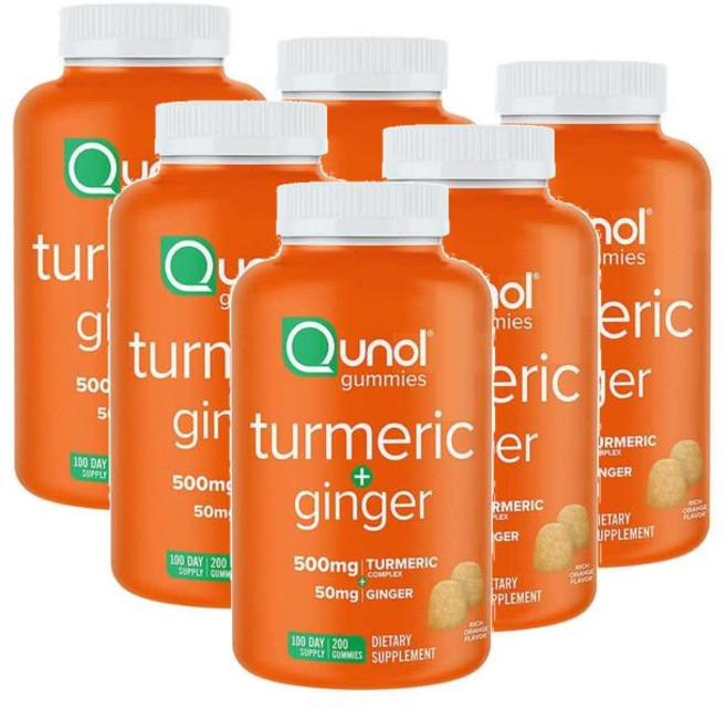 퀴놀 터메릭 500mg 플러스 진저 50mg 구미 젤리 Qunol Turmeric Plus Ginger, 6개, 200정