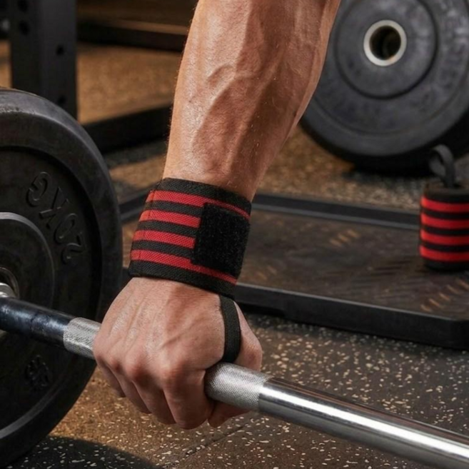 루아른 고중량 편안한 헬스 손목보호대, 레드, 2개