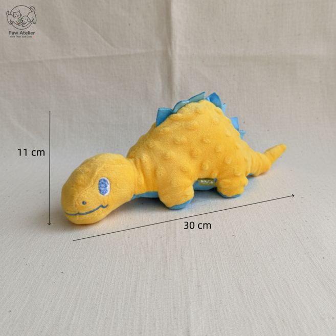 포아틀리에 강아지 공룡 삑삑이 봉제장난감 애착인형 설날 발렌타인 선물 소형견 스트레스 해소, 1개, 옐로우