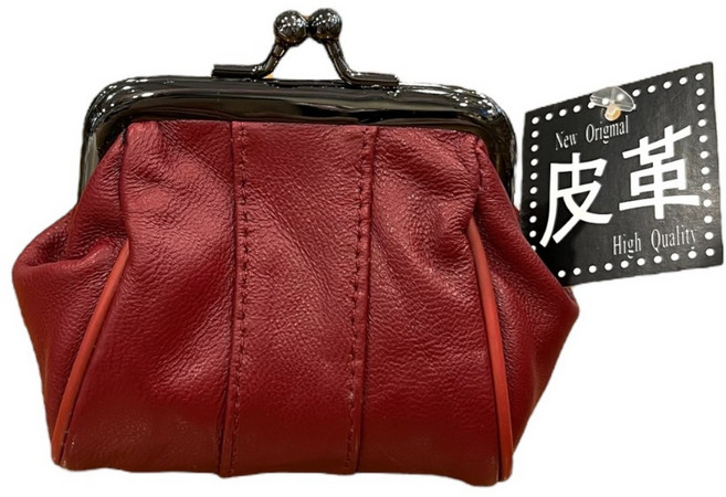 日本進口紅色口金零錢包 簡約和風設計